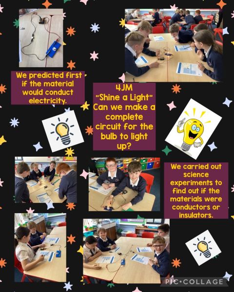 4JM WAU Thematic Topic “Shine a Light,” Conductors and insulators of electricity.